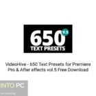 VideoHive – 650 Text Presets for Premiere Pro & After effects vol.5 Free Download
